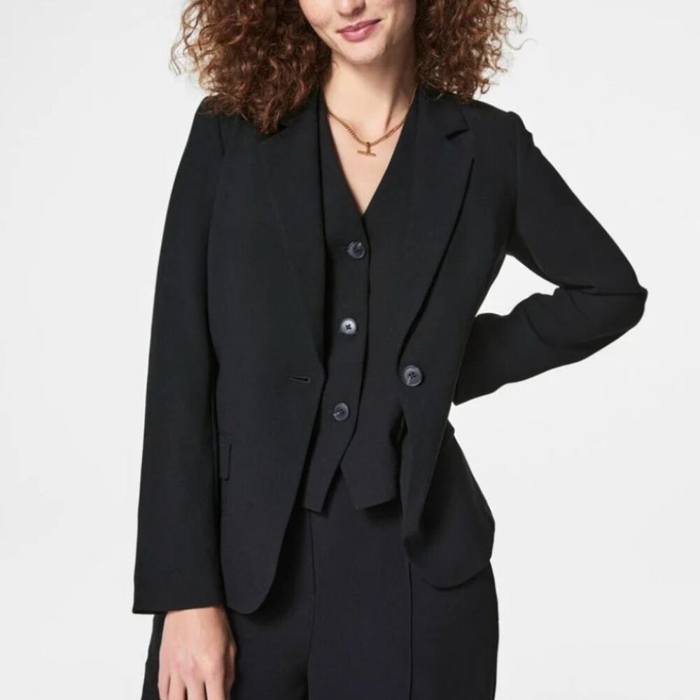 SPANX Carefree Crepe Blazer 1X Black NWT Classic Workwear Jacket